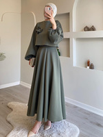 Nouvelle Collection Printemps-Automne : Ensemble Deux Pièces Femme - Robe Ample à Manches Lanterne Florales et Jupe Courte Élégante