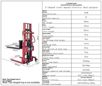 Chariot élévateur semi-électrique 2-en-1 24V 12AH avec commande, transpalette hydraulique manuel et palan à chaîne en acier haute résistance