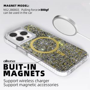 Étui de téléphone personnalisé avec paillettes Tpu Pc Tpe Anti-jaunissement Charge sans fil Antichoc Étui de téléphone portable pour Iphone 16 15 14 13 12 Pro Max - Product Image 5