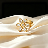 Boucles d'oreilles simples et polyvalentes en argent, bijoux en gros, plaqué or, avec un zircon rond, clous d'oreilles circulaires