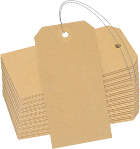 4.7 grande "x 2.36" etichette vuote di spedizione carta Kraft marrone con occhiello rinforzato e filo scrivibili per inventario e valutazione dei prezzi - Product Image 1