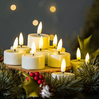 Bougie chauffe-plat LED sans flamme à effet de flamme vacillante, alimentée par piles, D4.1H5 ivoire, de Mermei