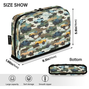 Trousse à crayons grande capacité camouflage motif camion, étui à fermeture éclair vertical pour garçons, idéale pour la rentrée scolaire - Product Image 4