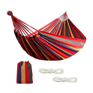 Amaca <span class=keywords><strong>da</strong></span> Campeggio Ecologica Portatile per Esterni con Strisce Colorate, Resistente all'Usura, con Corda Rinforzata e Nodi - Product Image 1