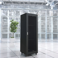 Baie de serveur réseau YUSHI en acier laminé à froid, sur mesure 22U-47U, 19 pouces, avec porte grillagée, 2 ventilateurs, profondeur 600 mm, noir, en stock