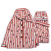 Pyjama en flanelle de polyester pour femme, automne/hiver, manches longues, imprimé dessin animé, col à revers, idéal pour se détendre à la maison