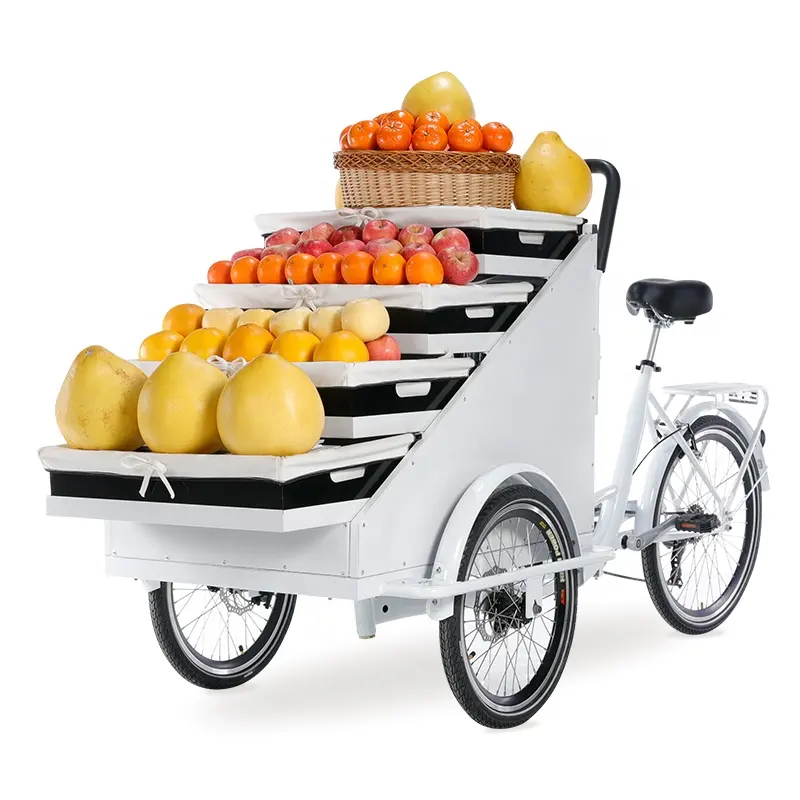 Hot Sale Oem Fruit Retail Driewieler 3-wiel Elektrische Bakfiets Mobiele Groenten Automaat Kar Nutsbedrijf Driewielers Met Mand Kar