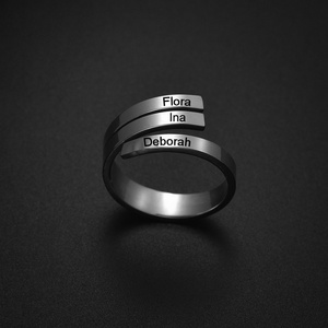 Dropshipping Fashion Jewelry Stainless Steel <b>Ring</b> Simple Original Double-Layer Stainless Steel Customizable Engraved <b>Name</b> Unisex - Product Image 5