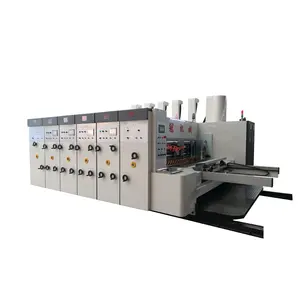 Máquina de impressão automática de caixas de papelão de alta velocidade, 4 cores, slotter e cortador, máquina de impressão de papelão ondulado