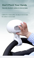 Ventilateur de poussette 4000 mAh portable sans pales, rechargeable par USB, électrique, silencieux, mini ventilateur portatif pour usage domestique et hôtelier