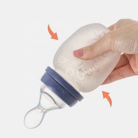 Nouvelle conception, biberon à presser pour bébé sans BPA, grande capacité, 180 ml, biberon à presser en silicone, cuillère à presser pour bébé