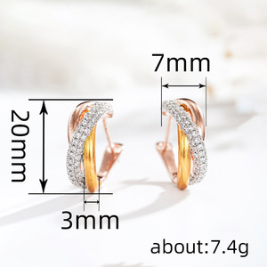 Pendientes de Aro Triple de Tres Colores para Mujer, Diseño Trenzado, Accesorios para las Orejas de Uso Diario - Product Image 6