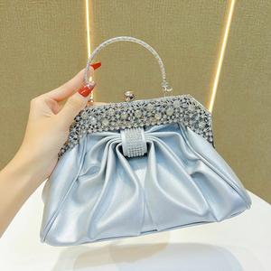 Free Shipping Fashionable Women's Diamond-<b>Studded</b> Evening Clutch <b>Bag</b> with Single Shoulder Crossbody Chain - Product Image 6