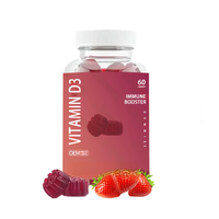 Gummies à la fraise enrichies en Vitamine D3 – Stimulant immunitaire – 60 pièces – Complément alimentaire saveur fruitée
