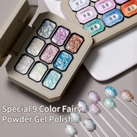 Logo personnalisé 9 Couleurs Fée Poudre Crème Vernis À Ongles Colle Diamant Poudre Gel Vernis À Ongles
