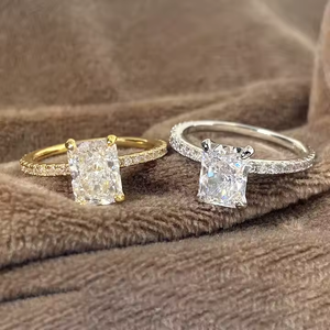 Vente chaude Solide 925 Bijoux En Argent 8A CZ Glace Radiant Cut Carré Éternité Pave Bague De Fiançailles Femmes Style De Mariée Anneaux De Mariage - Product Image 2