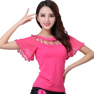 Nuevas Blusas de Baile de Salón para Mujer, Camisetas de Danza Social con Manga Acampanada y Diseño Calado, Ropa de Práctica de Danza Latina Moderna a la Moda - Product Image 5