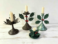 Porte-bougie en fer en forme de feuille de houx de Noël, bougeoir vintage en métal, support de bougie rustique, décoration de maison pour les fêtes, centre de table