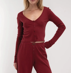 Cardigan à manches longues pour <span class=keywords><strong>femme</strong></span>, <span class=keywords><strong>col</strong></span> <span class=keywords><strong>en</strong></span> <span class=keywords><strong>V</strong></span>, coupe ajustée, longueur courte, respirant, pointelle brodée, t-<span class=keywords><strong>shirt</strong></span> décontracté pour <span class=keywords><strong>femme</strong></span> - Product Image 6
