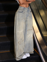 Jeans droits style rue haute pour femmes pantalons en jean décontractés Style petit ami simple lavable
