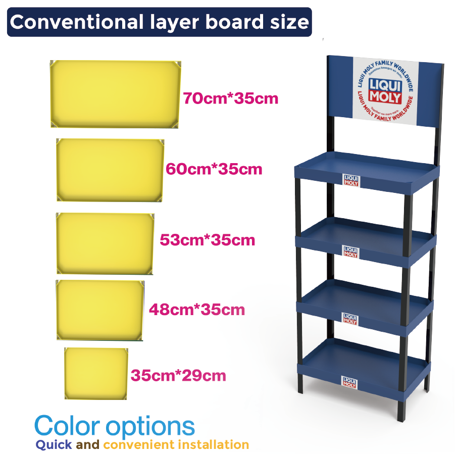 Beviis Custom Light Duty PVC Floor Standing Display Racks for Motor Oil and Car Retail Stores — view 4