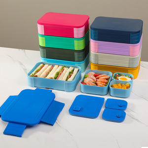 <b>Hot</b> Selling Dual Tier Dinnerware <b>Lunch</b> <b>box</b> Food Storage Containers with Lids Custom Logo Sweet Color <b>Lunch</b> <b>Box</b> for Kids - Product Image 2