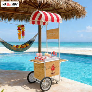 Carrito de Helados con Congelador para Exhibición de Gelato, Remolcable, Metálico, para Uso en Exteriores, Carrito de Venta de Comida Rápida - Product Image 3