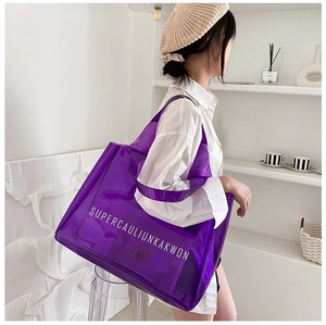 Nouveau sac à bandoulière transparent imperméable à grande capacité de style dessin animé, couleur bonbon, sac de plage en PVC, sac de bain - Product Image 3