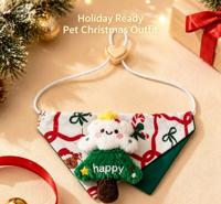 Collier de Noël pour animaux de compagnie, écharpe triangulaire douce et réversible, sapin de Noël en peluche 3D, sangle réglable, accessoire pour petits chiens, classique et moderne