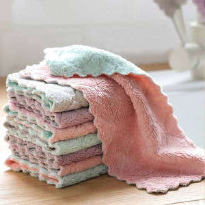 wholesale cheap microfiber kitchen towels soft coral fleece cleaning cloth