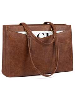 Bolso de Trabajo de Cuero Vintage para Mujer, Maletín Impermeable para Oficina, con Múltiples Compartimentos para Computadora y Artículos Esenciales de Negocios - Product Image 1