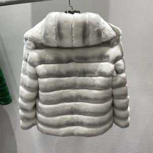 Abrigos de piel de conejo Rex para mujer de invierno personalizados ropa femenina chaqueta de piel auténtica - Product Image 5