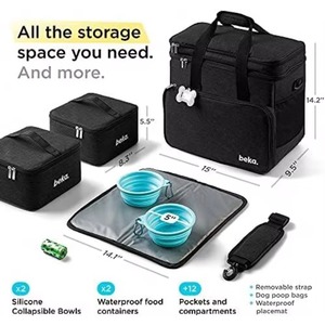 Sacs de voyage pour animaux de compagnie, sac de voyage pour chien pour une semaine, pour chiens de taille moyenne et grande, comprend 2 porte-nourriture doublés et 2 bols pliables pour chien - Product Image 2
