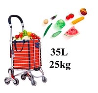 Chariot de courses portable en acier/aluminium avec sac de transport et élastique, pour monter les escaliers - Personnalisable OEM