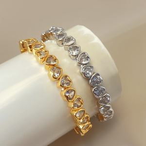 Sparking Gemstone <b>Bracelet</b> Gold Plated Micro Cubic Zirconia Heart Flower <b>Bracelet</b> for <b>Girl</b> and Women - Product Image 2