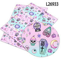 Rouleau en cuir motif horreur Halloween pour nœuds 30x136cm pour matériaux faits à la main artisanat imprimé croix Faux cuir