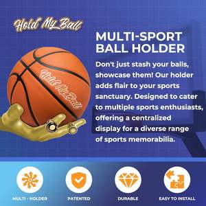 Supports muraux en résine dorée pour ballons, pour les sports gauchers/droitsiers, affichage de ballons de basket-ball, de volley-ball, de football, rangement mural - Product Image 6