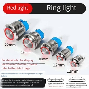Botones de Acero Inoxidable de 12 mm a 22 mm con Clasificación IP65, Reajustables y Autoblocantes <span class=keywords><strong>para</strong></span> Electrodomésticos, Tiras de Luces LED Opcionales - Product Image 6