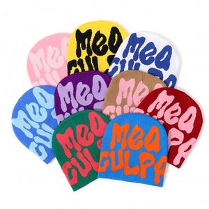 Bonnet Y2K Mea Culpa personnalisé en acrylique tricoté jacquard, avec logo sur mesure, vente en gros, collection hiver très prisée - Product Image 3