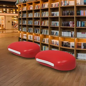 Y880 FRP Red Bean Freizeit sitz Stuhl Einkaufs zentrum Bibliothek Kunst Display quadratische Ruhe Mehr personen Cartoon Wartes tühle