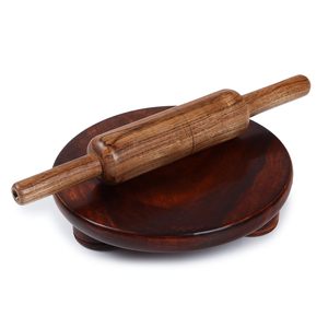 Handcrafted Wooden Roti <b>Maker</b> Set Chapati Rolling Board Chakla and Belan Pin for Authentic Indian Cooking - Product Image 3