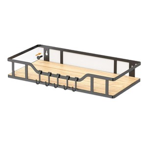 Wooden Wall Mounted Hat Rack With Hooks For Cap <b>Storage</b> And <b>Clothes</b> Organizing 2 Tier Rectangle Durable Design - Product Image 5