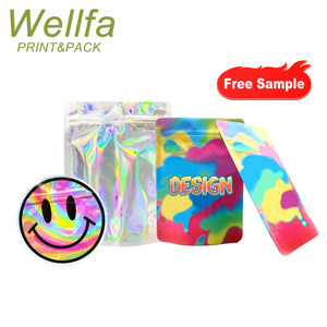 Candy Bag Stand Up Bag OEM Bolsa De Plastico Printed Resealable Zipper Stand Up Candy Holographic Custom Bag Mylar Soft Touch 3.5g 7g Mylar Bag