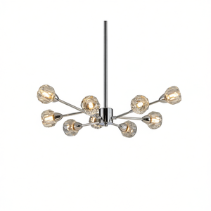 Modern <b>Chrome</b> Crystal Chandelier 9-<b>Light</b> <b>Pendant</b> 28 Inch For Living Room Dining Kitchen LED E26 Bulbs Not Included - Product Image 1