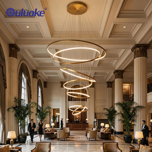 Lampadario a Sospensione LED Moderno in Oro, 3 Temperature di Colore, in Ferro e Alluminio per Hotel, Lobby, Centro Commerciale, Lampada di Lusso - Product Image 2