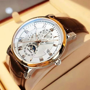 Orologio <span class=keywords><strong>da</strong></span> <span class=keywords><strong>Polso</strong></span> <span class=keywords><strong>di</strong></span> <span class=keywords><strong>Lusso</strong></span> <span class=keywords><strong>da</strong></span> <span class=keywords><strong>Uomo</strong></span> Fashion Impermeabile Luminoso Sportivo con Data Cassa in Lega <span class=keywords><strong>da</strong></span> 50mm Quadrante in Vetro Cinturino in Pelle al Quarzo - Product Image 1