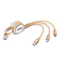 Câble de charge rétractable promotionnel 5-en-1 avec logo personnalisé, câble plat TPE 1M, cadeau promotionnel pour iPhone, Android, Type-C, Micro