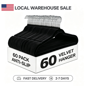 Paquete de 50 perchas de plástico con revestimiento de terciopelo para ropa, perchas resistentes para abrigos y camisetas, perchas antideslizantes con gancho metálico. - Product Image 1