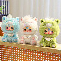 Porte-clés en peluche visage de lapin en vinyle, personnalisable, mini boîte mystère, jouet en peluche avec bras et jambes flexibles, pour sac et pendentif
