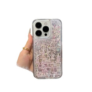 Funda para Teléfono con Diseño de Castillo de Fuegos Artificiales y Arena Movediza Plateada para iPhone 11 13 15 16 Pro Max, Carcasa Protectora Antigolpes - Product Image 6